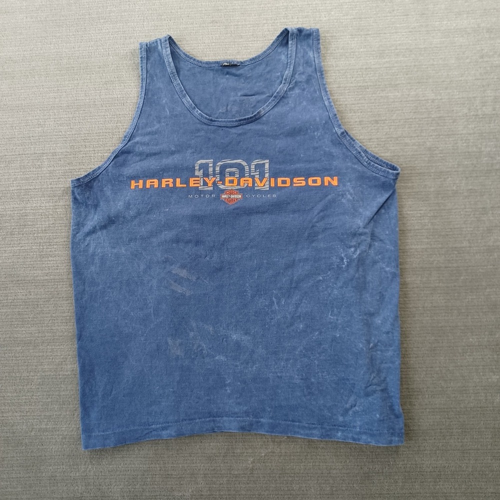 Harley Davidson Tank Top Mens XL Blue Sleeveless Brandon Florida Single Stitch